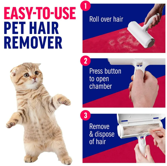 Reusable Pet Hair Remover Roller for Dogs & Cats | Lint Roller for Furniture & Car